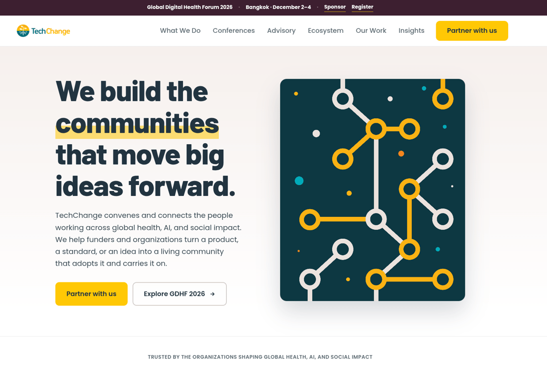 techchange.org homepage, rebuilt with Lanlan