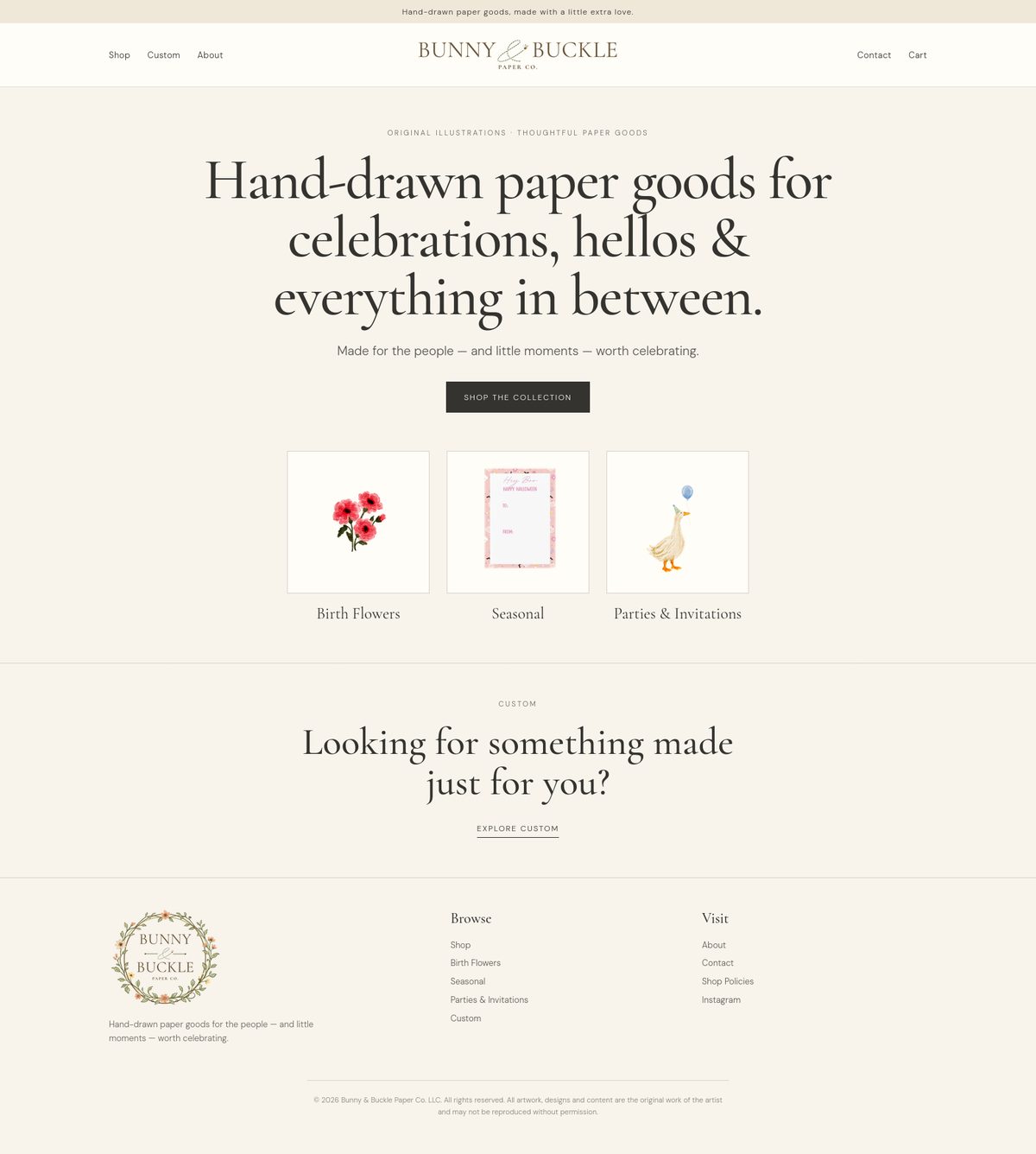 Bunny & Buckle Paper Co. homepage