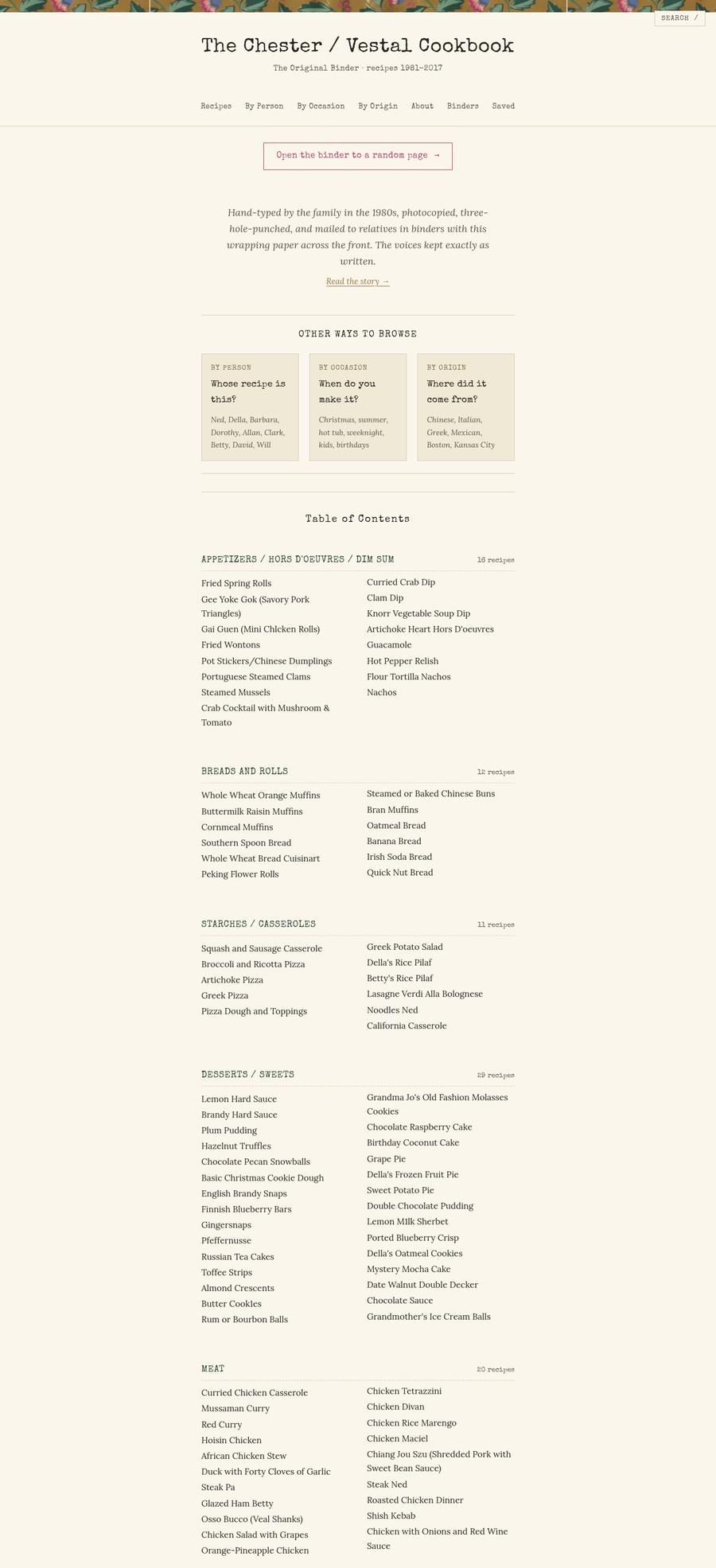 The Chester / Vestal Cookbook site