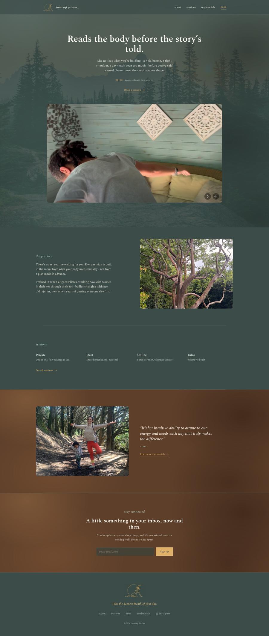ImmaQi Pilates homepage